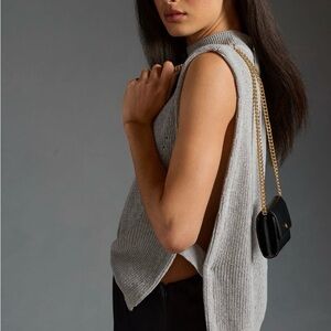 Anthro Pilcro Light Gray Knit Vest XS/S NWOT Button Sides